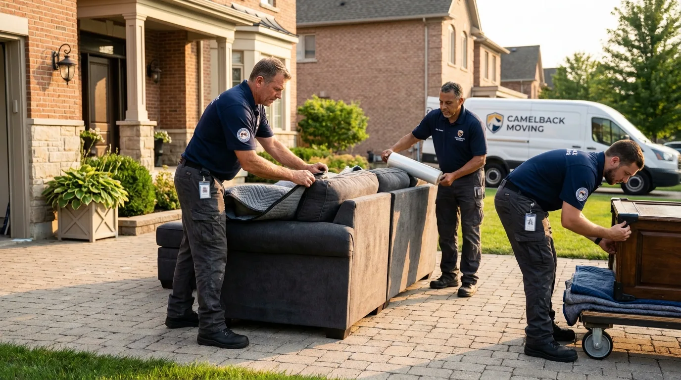 Large estate moving crew wrapping furniture in Smackover, AR