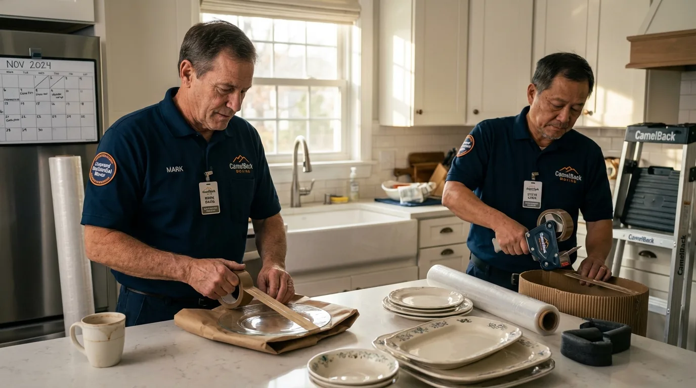 Professional crew packing kitchen dishware in Smackover, AR